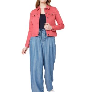 Solid Cotton Round Neck Womens Casual Jacket