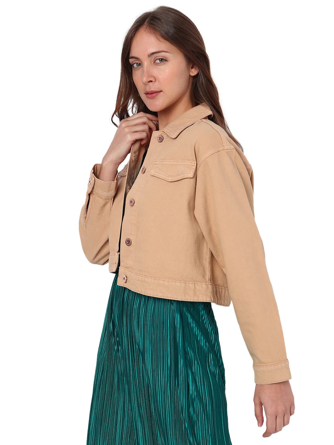 Denim Cotton Regular Fit Women's Casual Jacket - Image 3