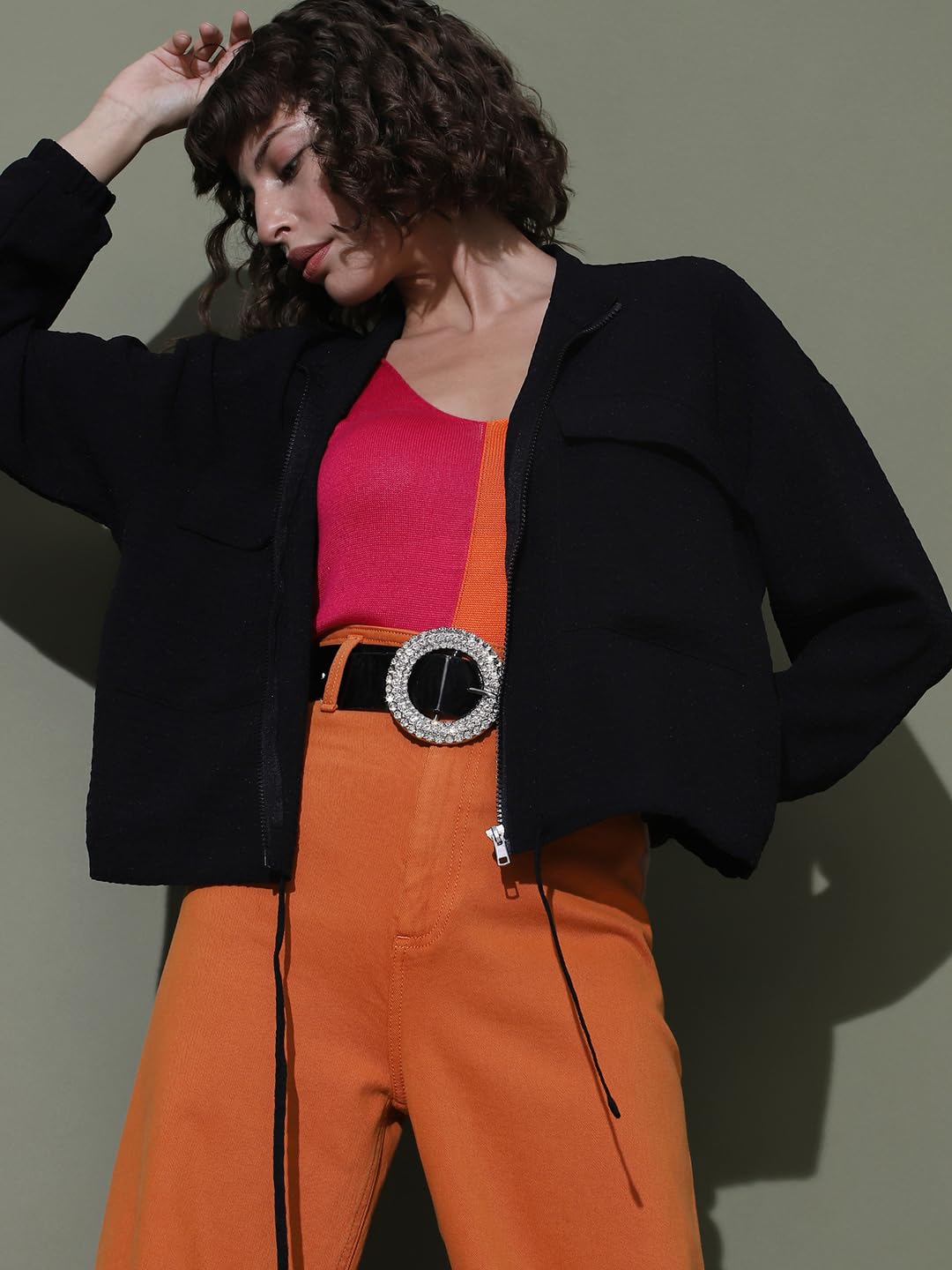 Women's Polyester Blend Crop Casual Jacket - Image 2