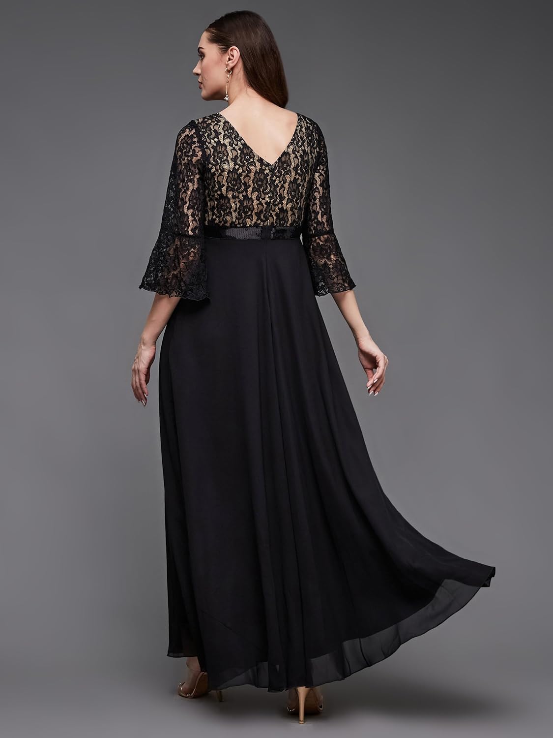 Women's Solid One Shoulder Sleeveless Ruffled Maxi Dress - Image 10