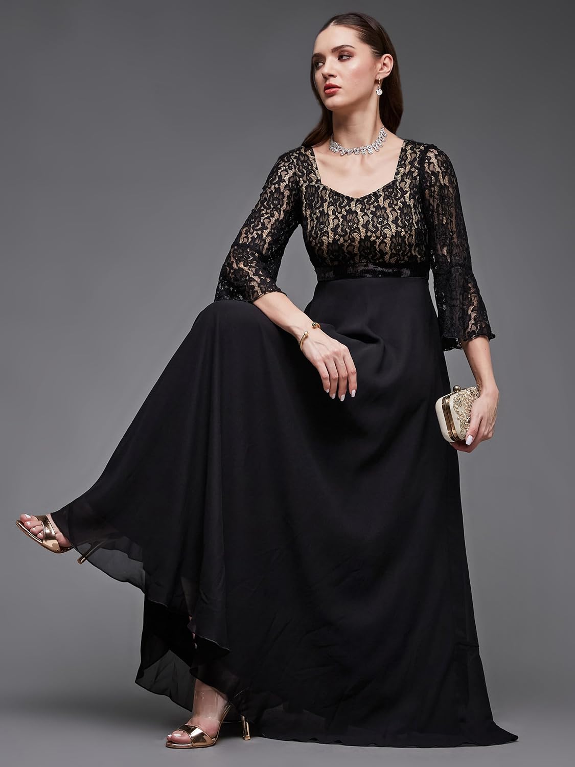 Women's Solid One Shoulder Sleeveless Ruffled Maxi Dress - Image 12