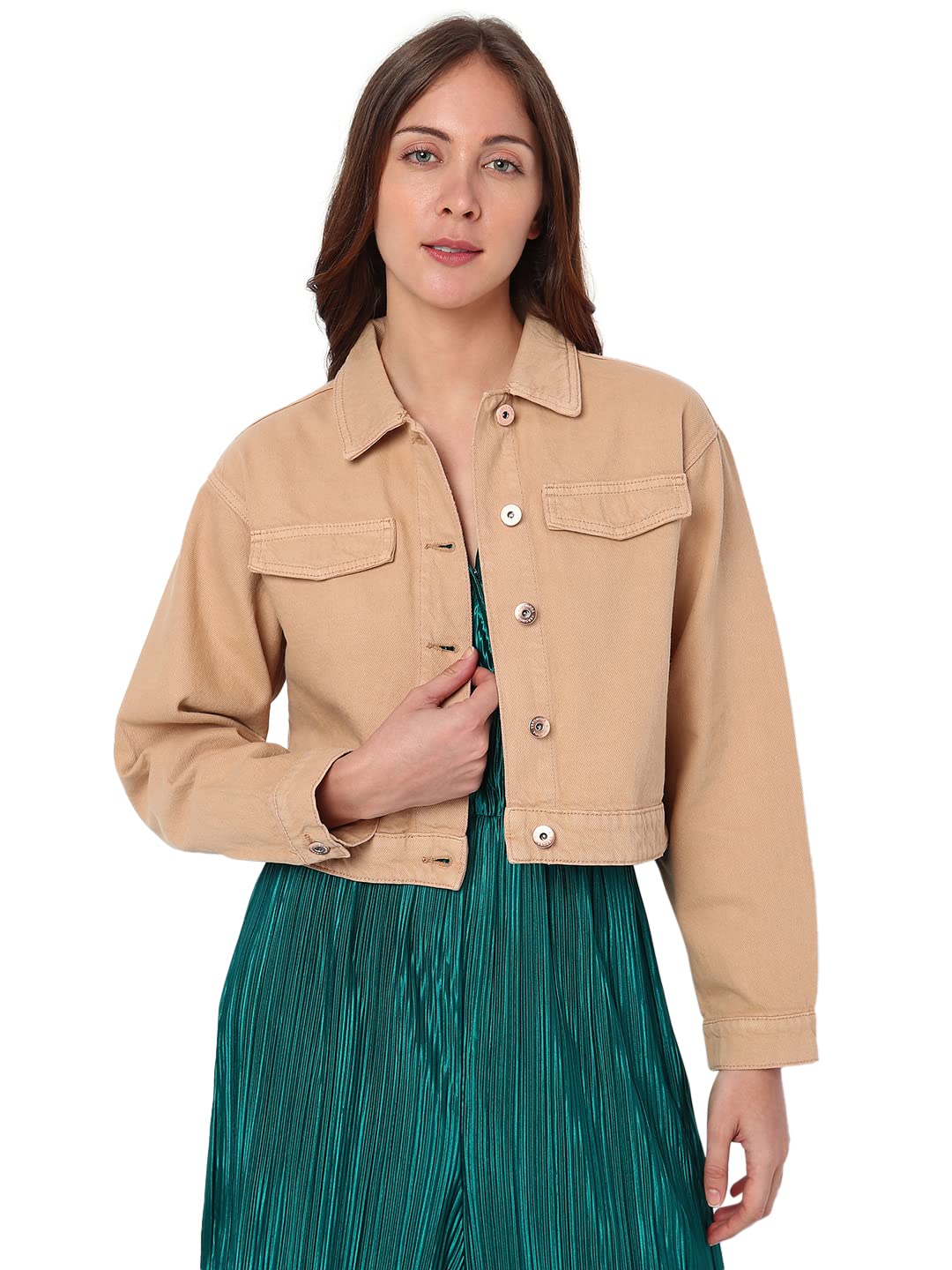 Denim Cotton Regular Fit Women's Casual Jacket - Image 2