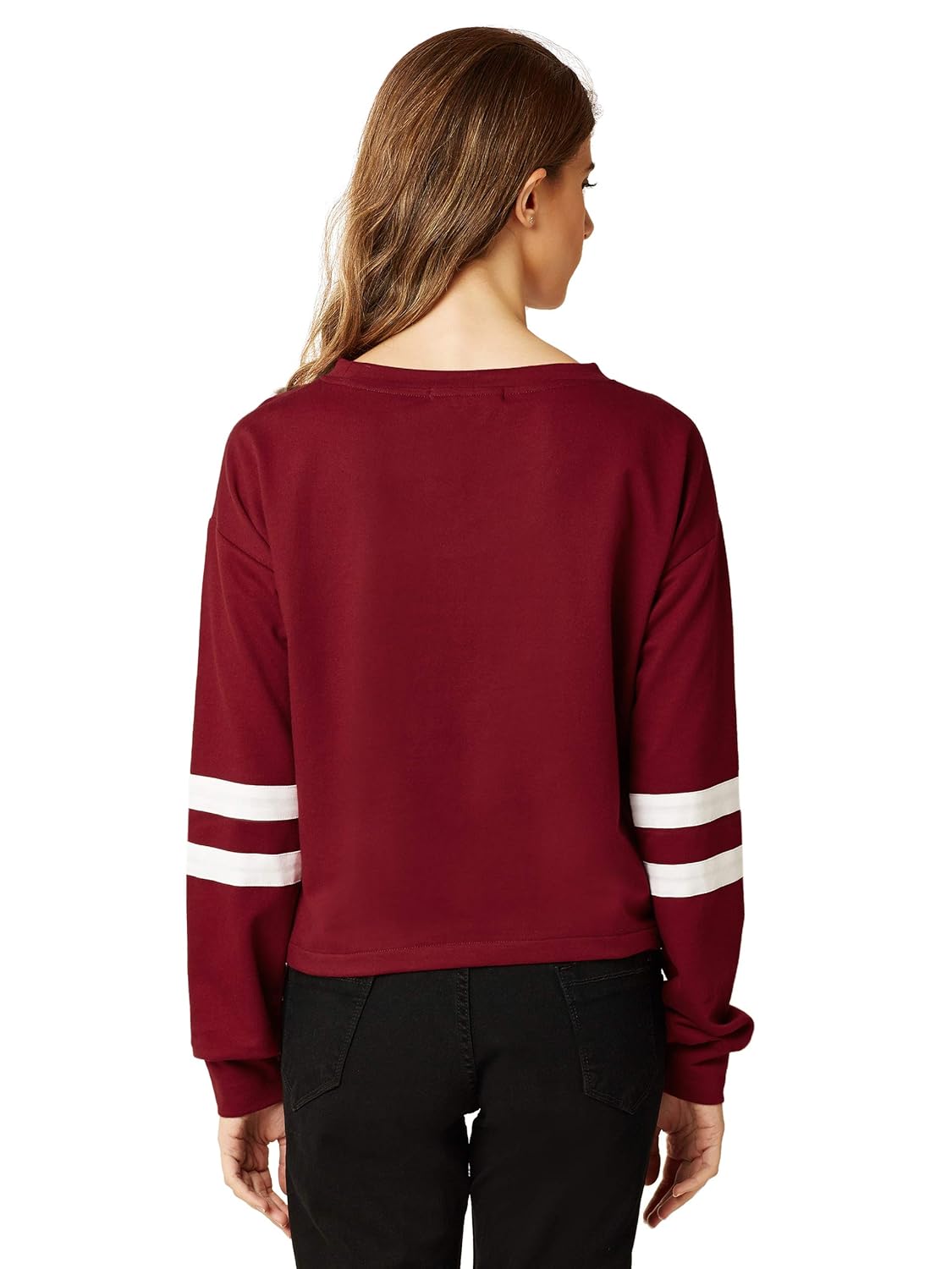 Women's Multicolored Round Neck Full Sleeves Solid Paneled Boxy Fit Top - Image 4