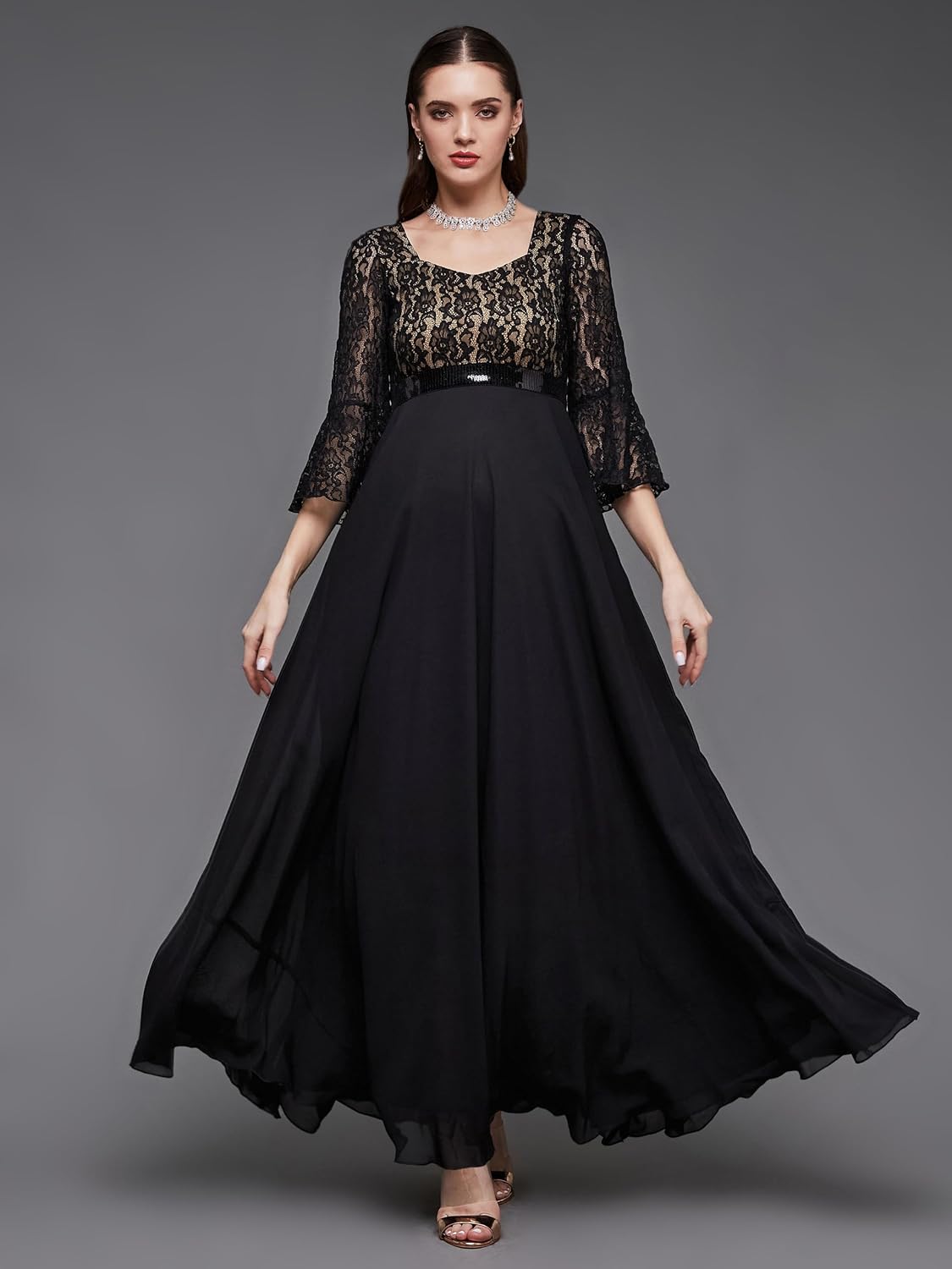 Women's Solid One Shoulder Sleeveless Ruffled Maxi Dress - Image 8
