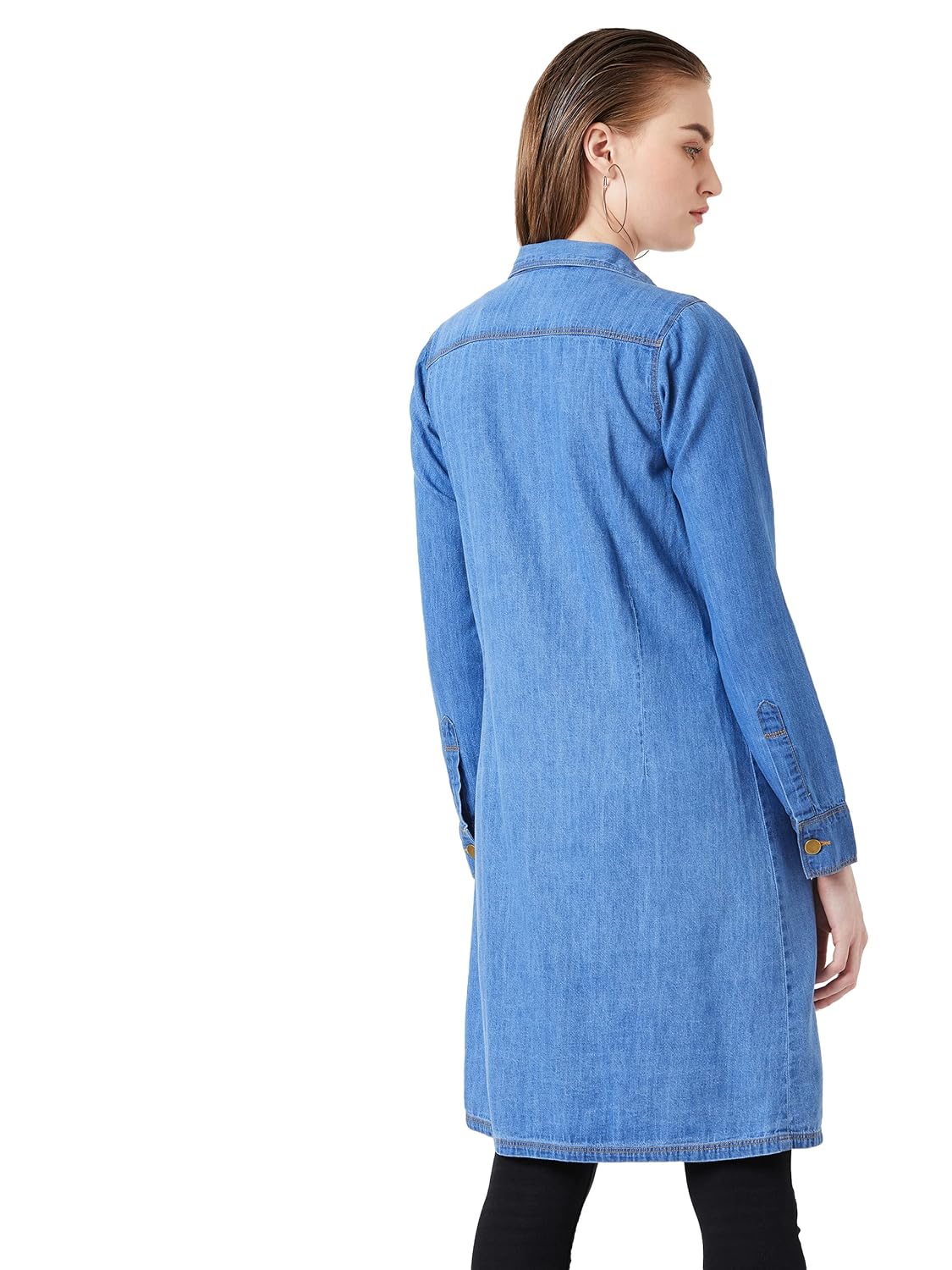 Women's Blue Denim Collar Neck Long Shrug - Image 4