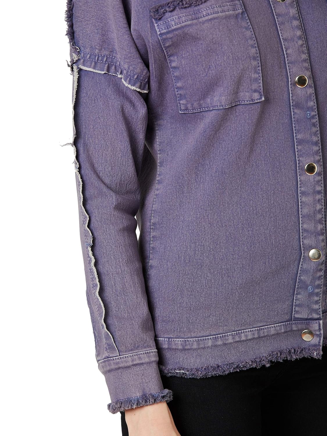 Women's Purple Denim Bomber Jacket - Image 6