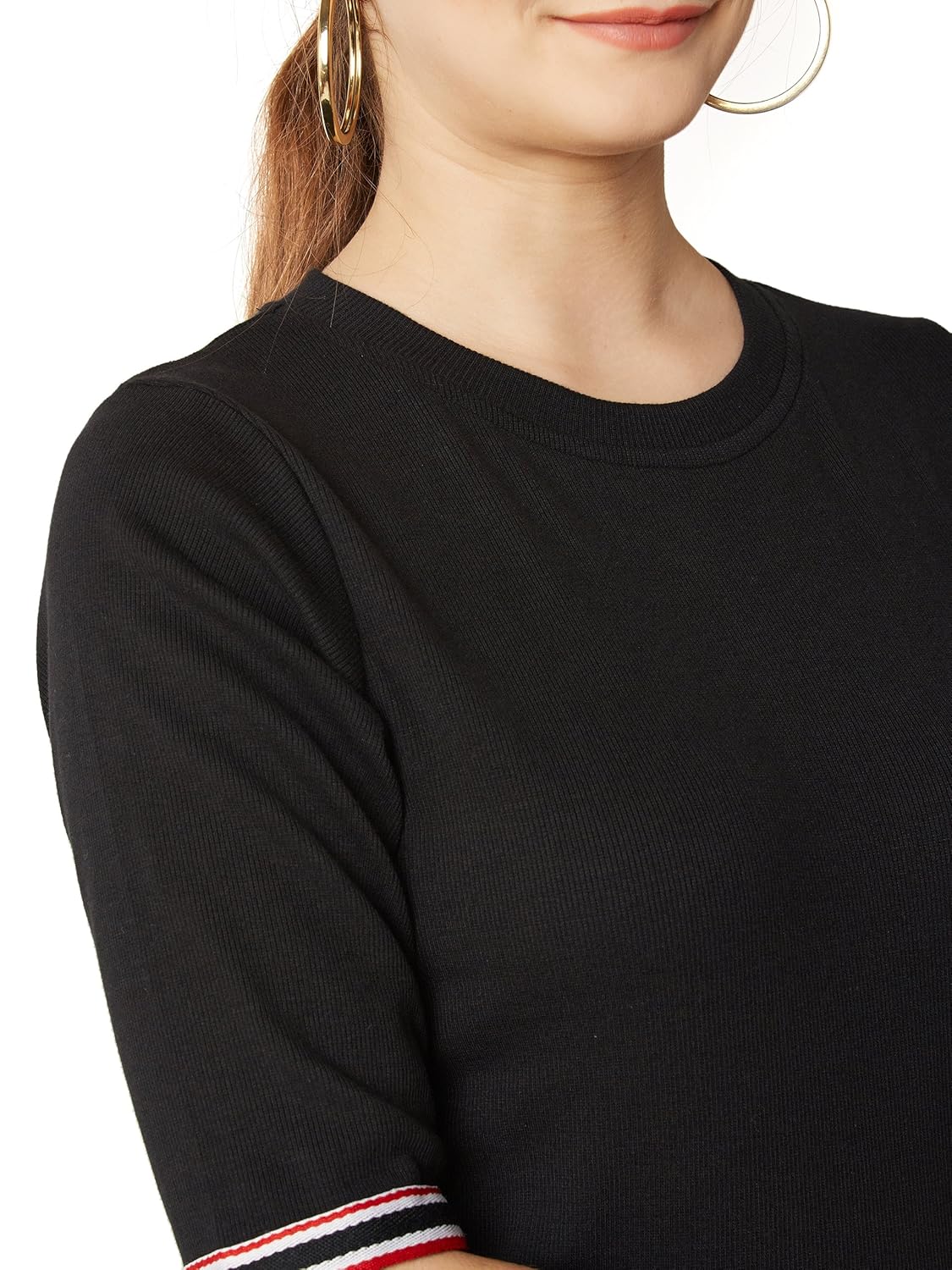 Women's Yellow Short Sleeve Round Neck Solid Lace Panelled Top - Image 5
