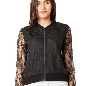 Women's Peach Lace Bomber Jacket