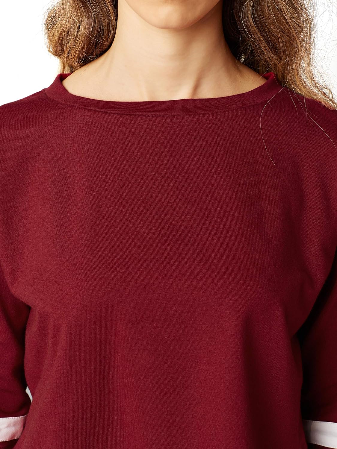 Women's Multicolored Round Neck Full Sleeves Solid Paneled Boxy Fit Top - Image 6