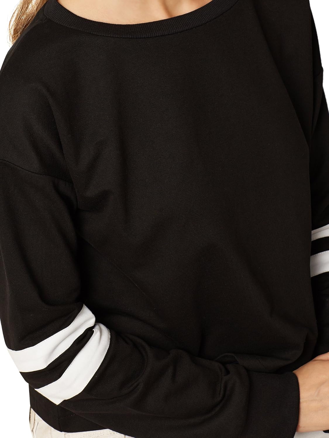 Women's Multicolored Round Neck Full Sleeves Solid Paneled Boxy Fit Top - Image 13
