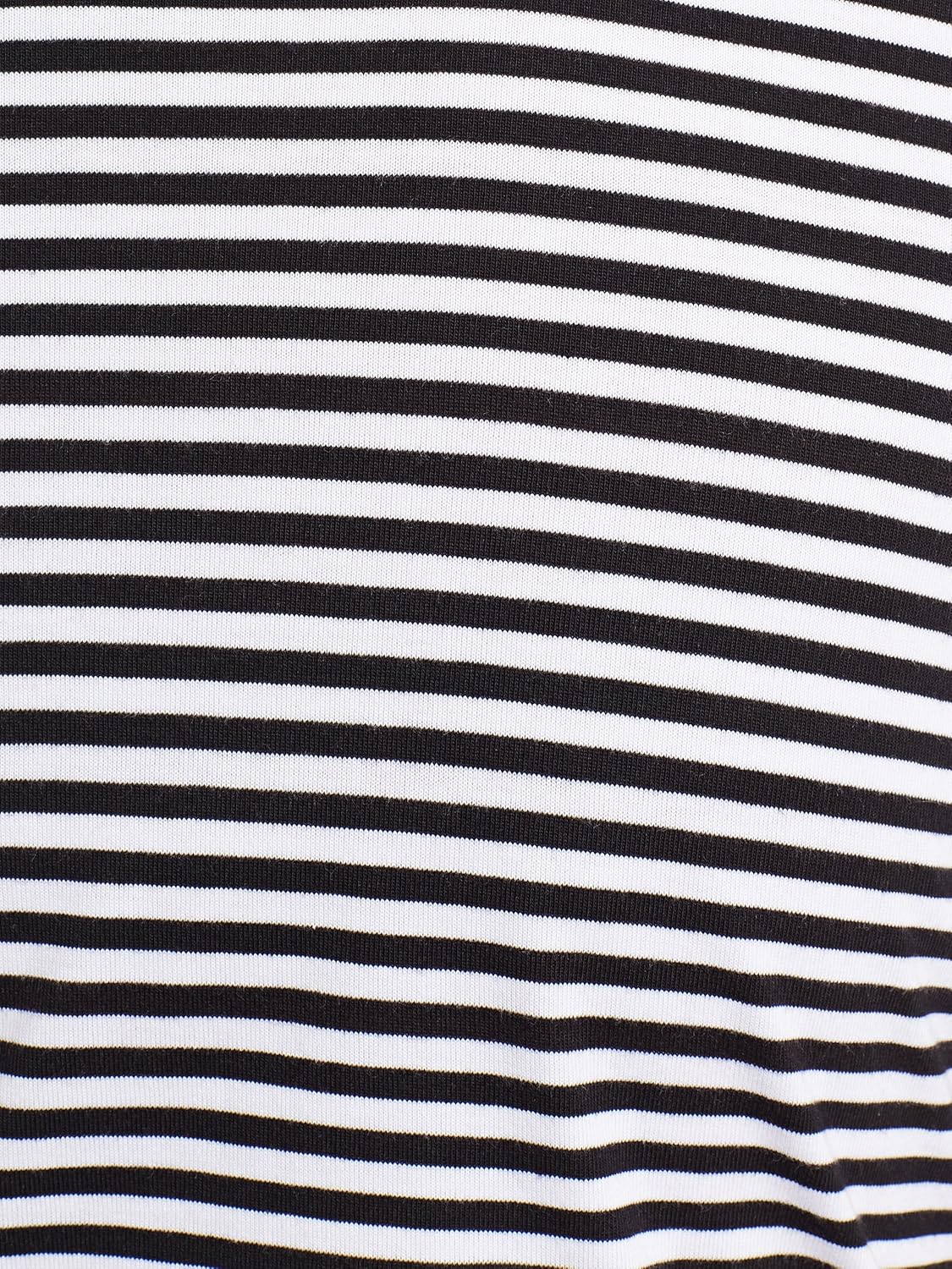 Women's Maroon and White Half Sleeves Round Neck Striped Crop Top - Image 15